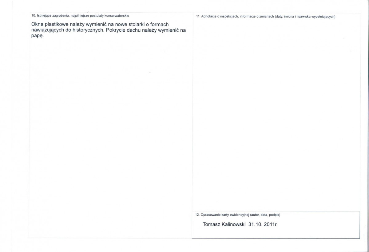 KEZN - Karta obiektu niewpisanego do rejestru, skan nr 2