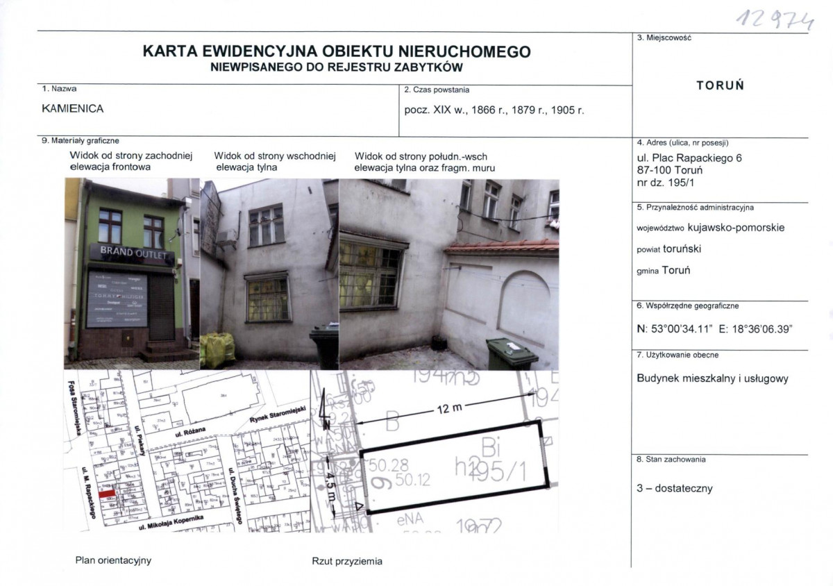 KEZN - Karta obiektu niewpisanego do rejestru, skan nr 1
