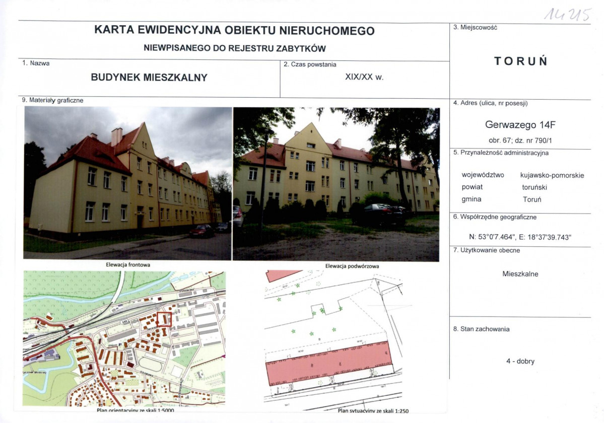 KEZN - Karta obiektu niewpisanego do rejestru, skan nr 1