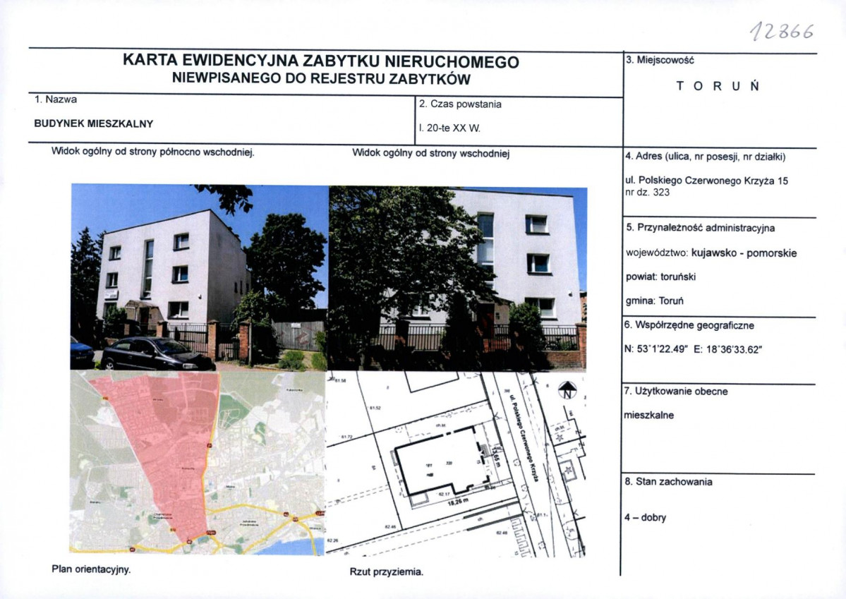 KEZN - Karta obiektu niewpisanego do rejestru, skan nr 1