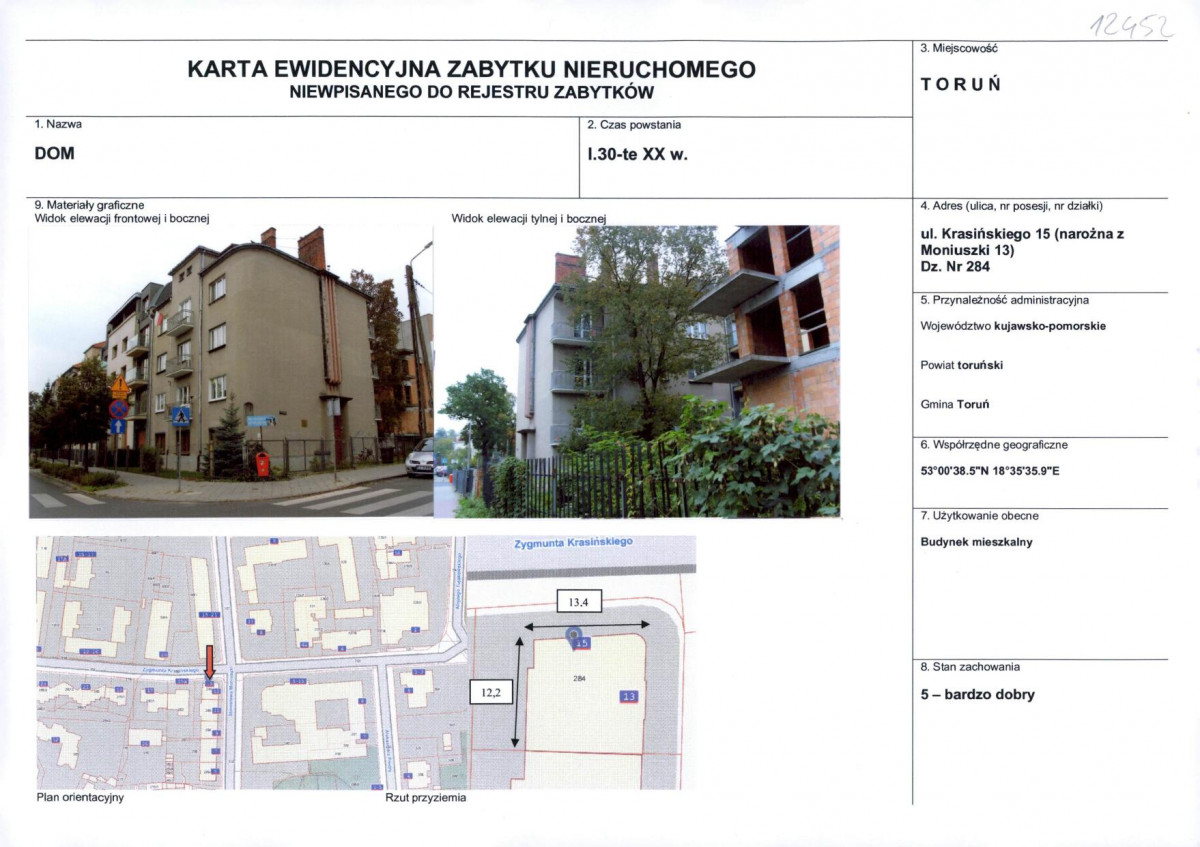 KEZN - Karta obiektu niewpisanego do rejestru, skan nr 1