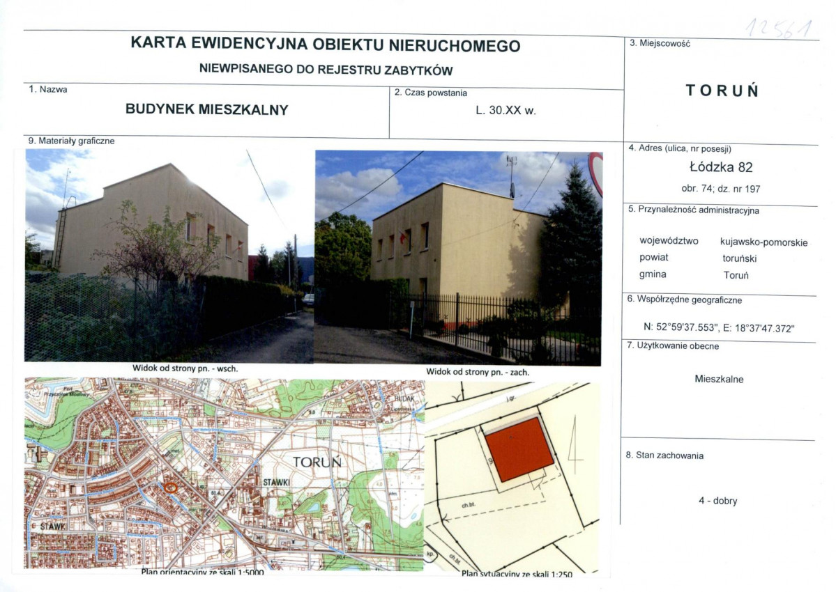 KEZN - Karta obiektu niewpisanego do rejestru, skan nr 1