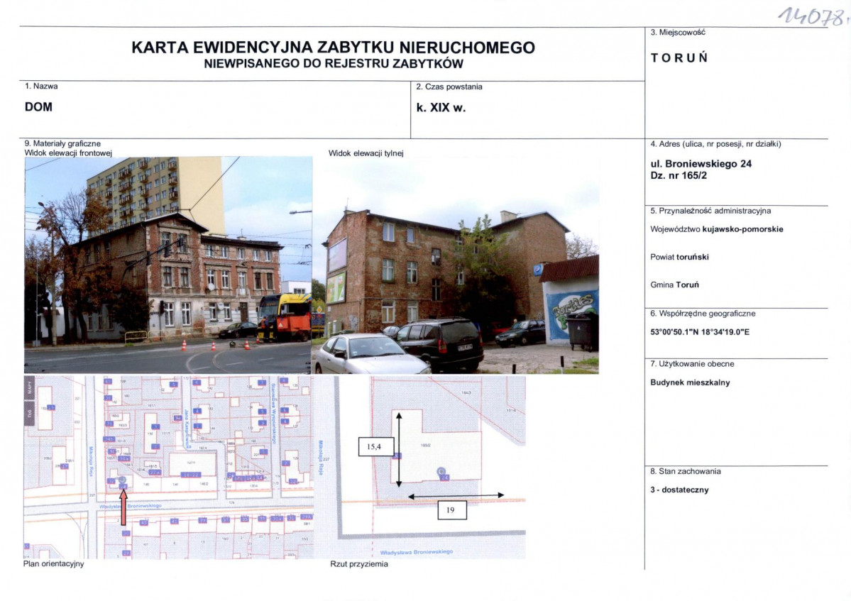 KEZN - Karta obiektu niewpisanego do rejestru, skan nr 1