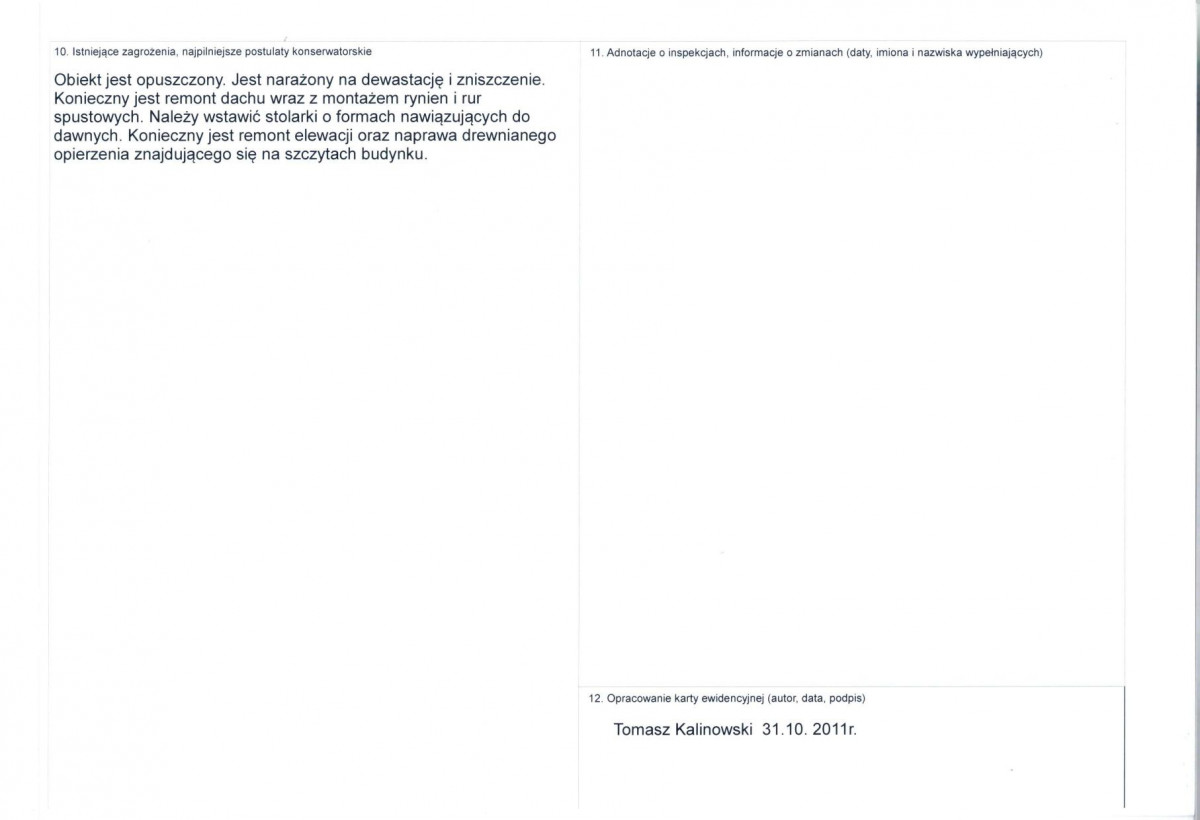 KEZN - Karta obiektu niewpisanego do rejestru, skan nr 2