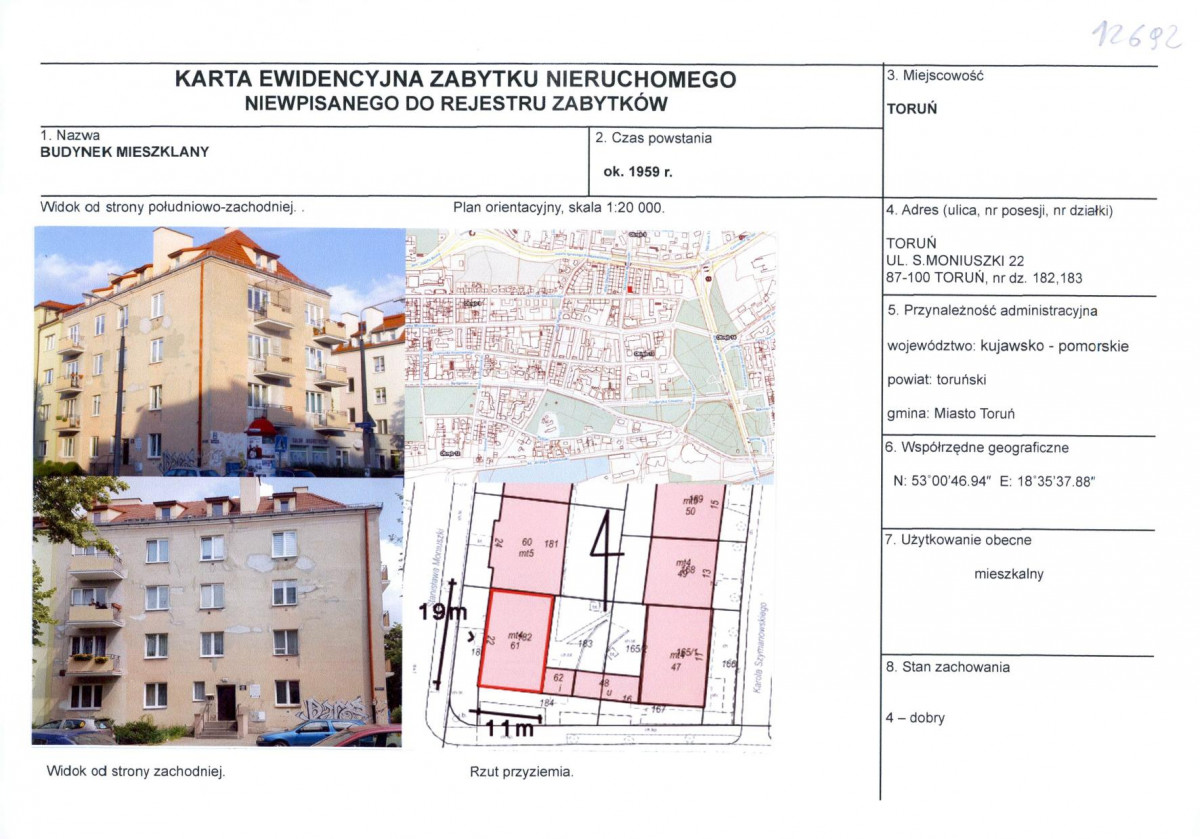 KEZN - Karta obiektu niewpisanego do rejestru, skan nr 1