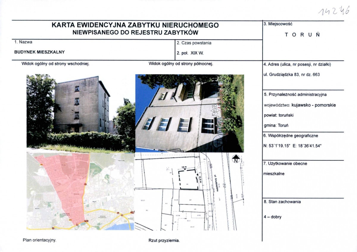 KEZN - Karta obiektu niewpisanego do rejestru, skan nr 1