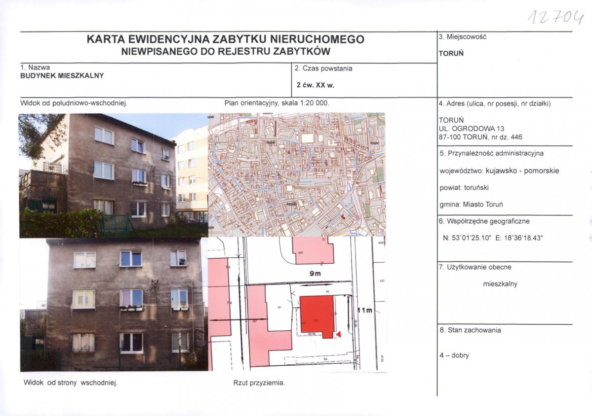 KEZN - Karta obiektu niewpisanego do rejestru, skan nr 1