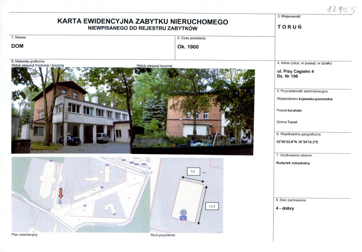 KEZN - Karta obiektu niewpisanego do rejestru, skan nr 1