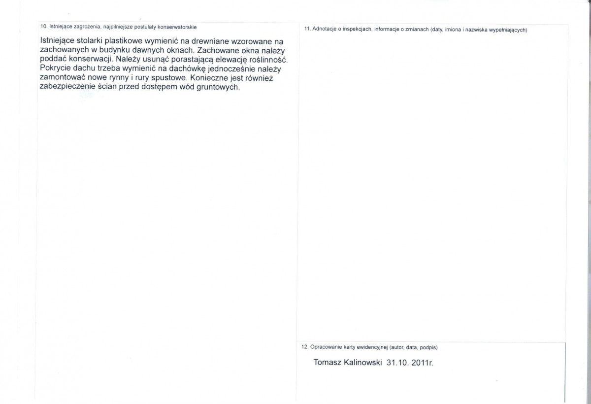 KEZN - Karta obiektu niewpisanego do rejestru, skan nr 2