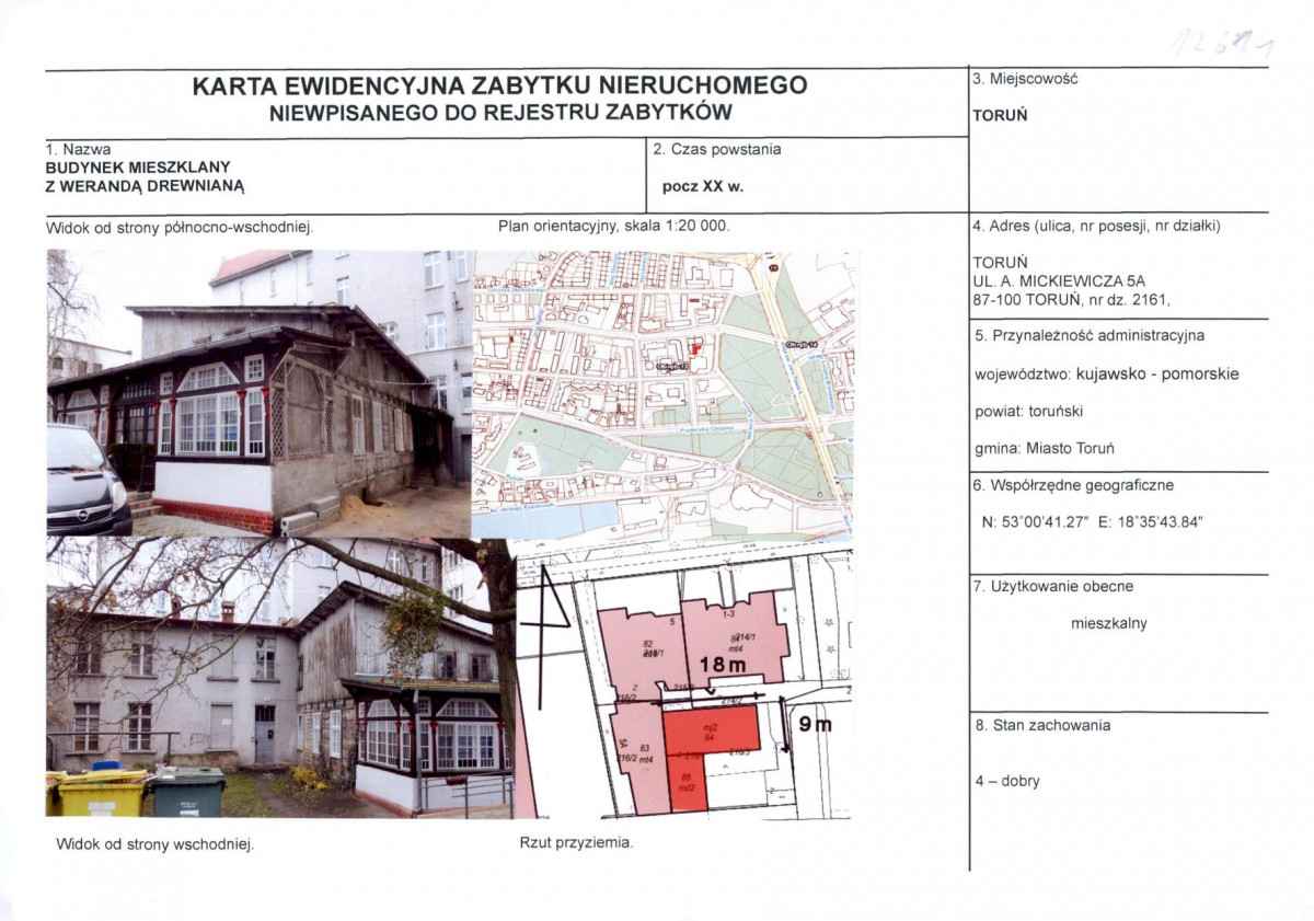 KEZN - Karta obiektu niewpisanego do rejestru, skan nr 1