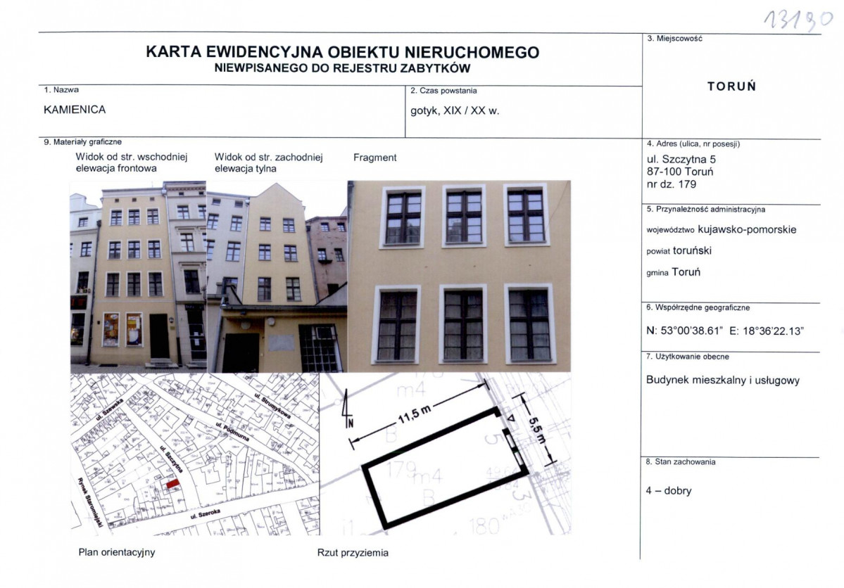 KEZN - Karta obiektu niewpisanego do rejestru, skan nr 1
