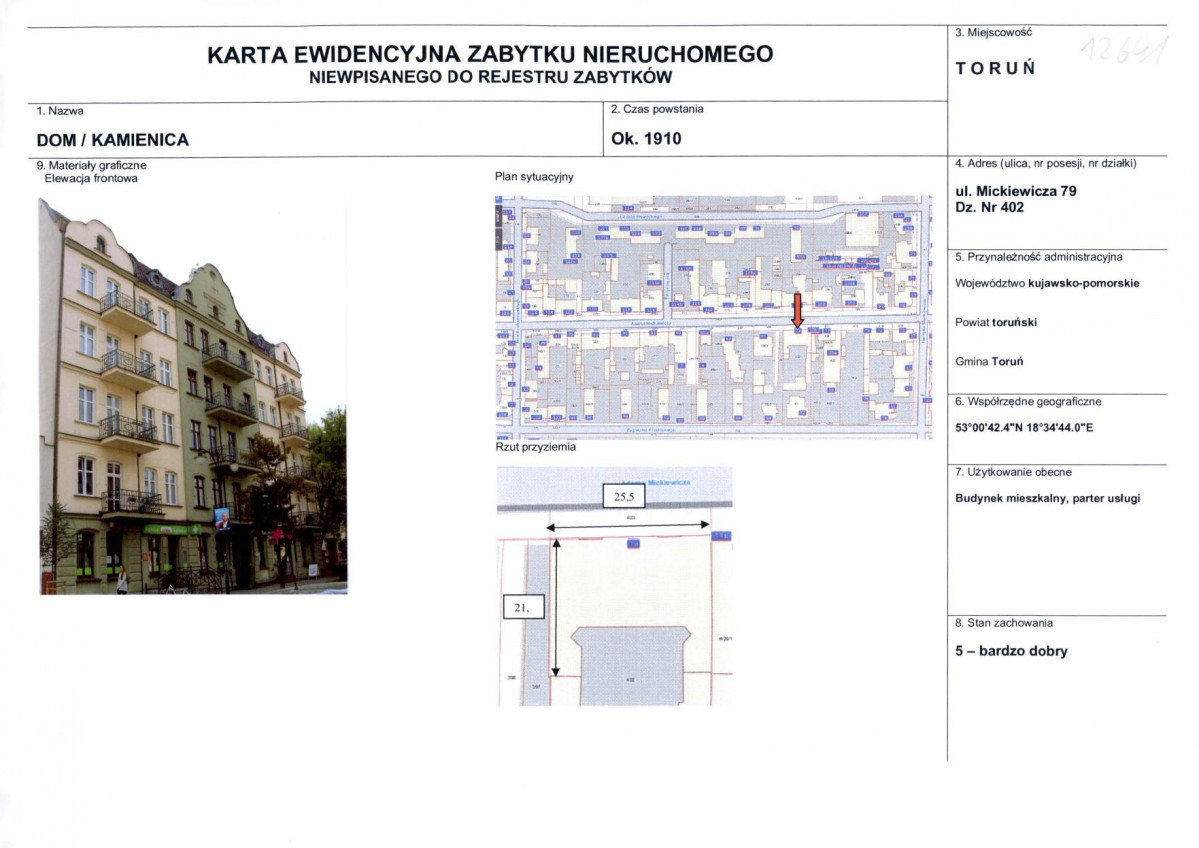 KEZN - Karta obiektu niewpisanego do rejestru, skan nr 1