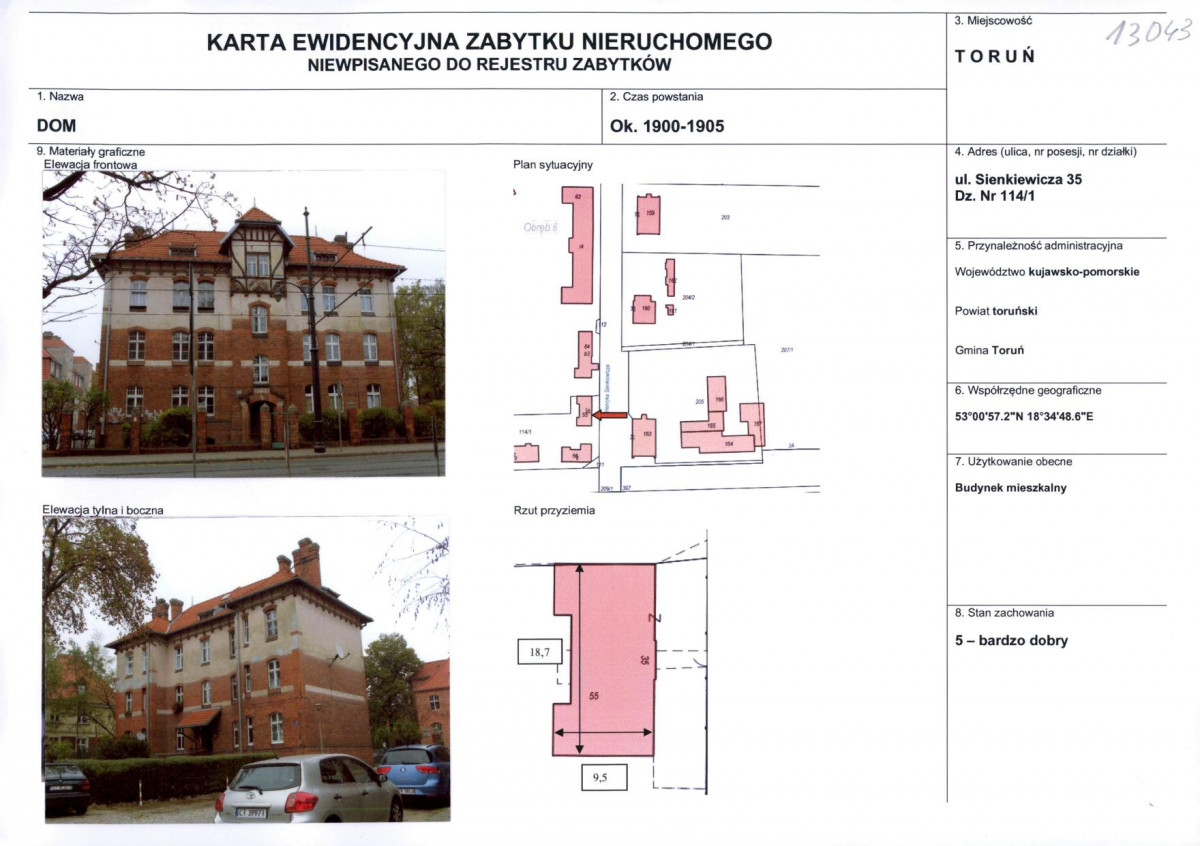 KEZN - Karta obiektu niewpisanego do rejestru, skan nr 1