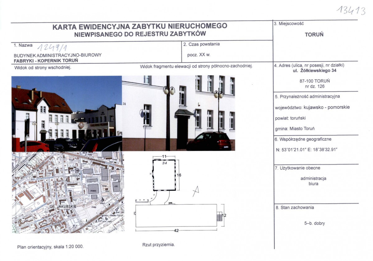 KEZN - Karta obiektu niewpisanego do rejestru, skan nr 1