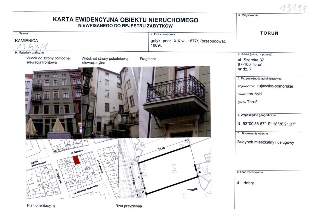 KEZN - Karta obiektu niewpisanego do rejestru, skan nr 1