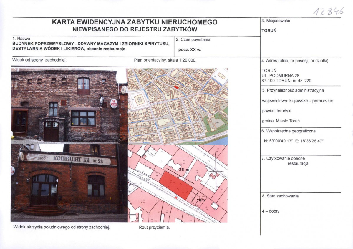 KEZN - Karta obiektu niewpisanego do rejestru, skan nr 1