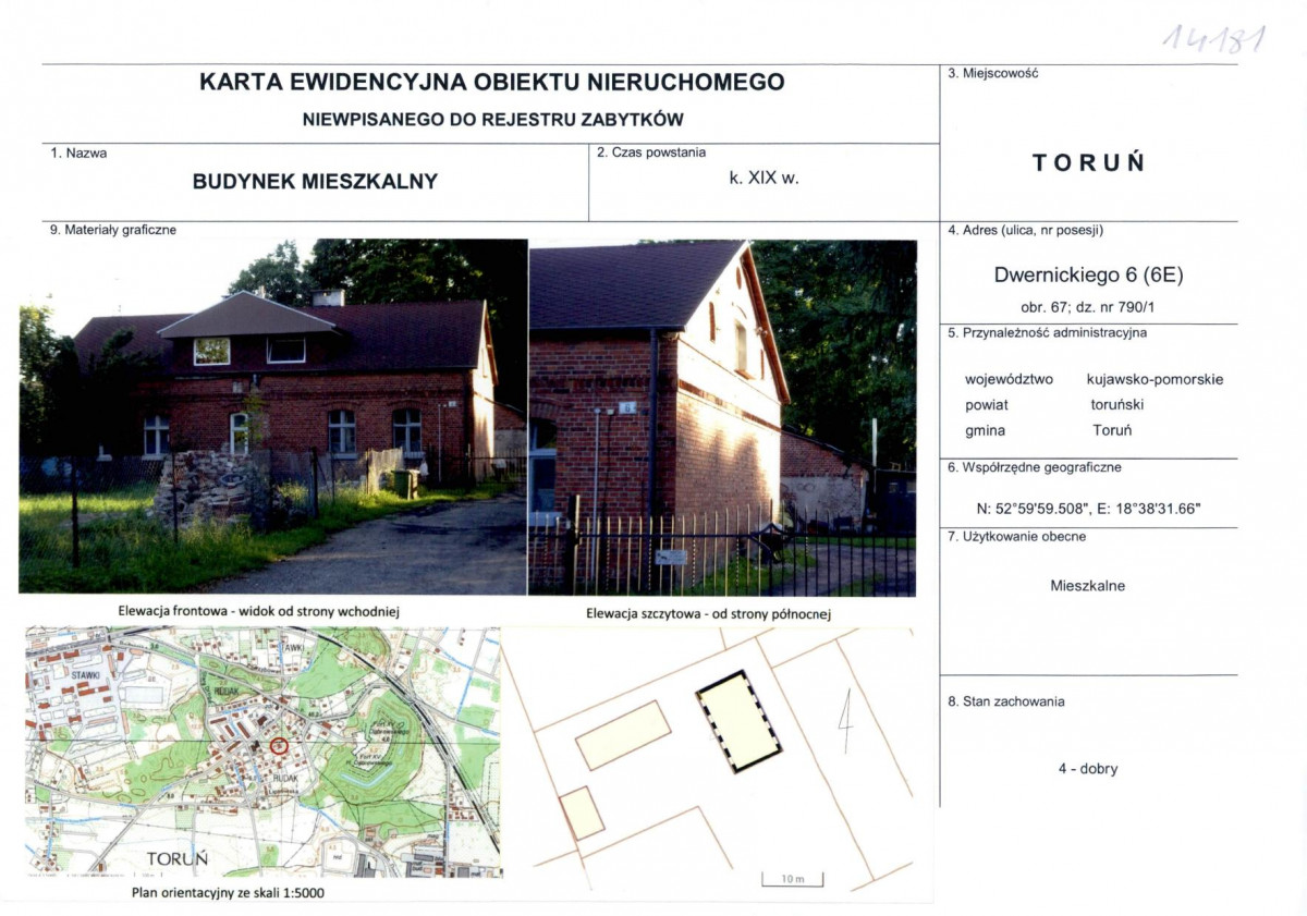 KEZN - Karta obiektu niewpisanego do rejestru, skan nr 1