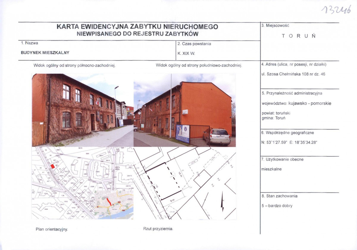 KEZN - Karta obiektu niewpisanego do rejestru, skan nr 1