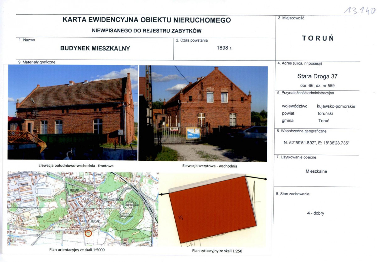 KEZN - Karta obiektu niewpisanego do rejestru, skan nr 1