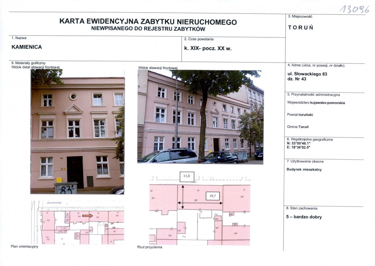 KEZN - Karta obiektu niewpisanego do rejestru, skan nr 1