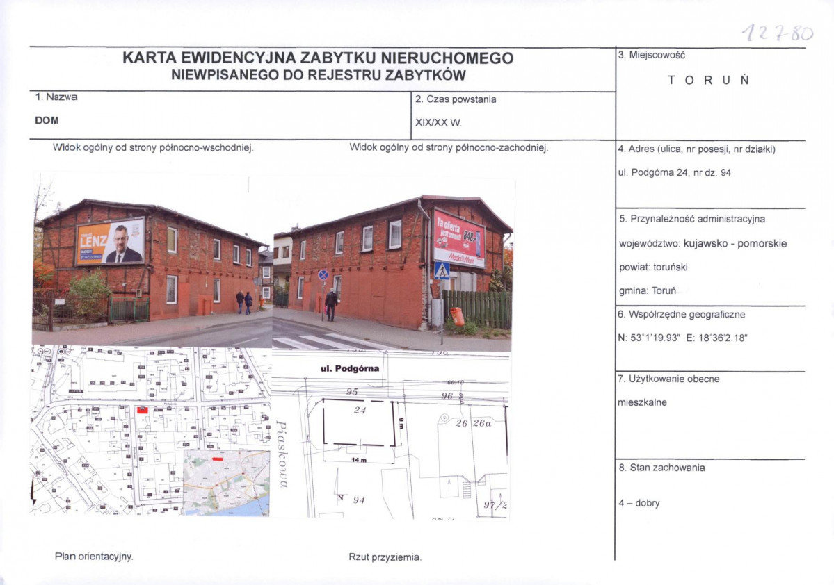 KEZN - Karta obiektu niewpisanego do rejestru, skan nr 1