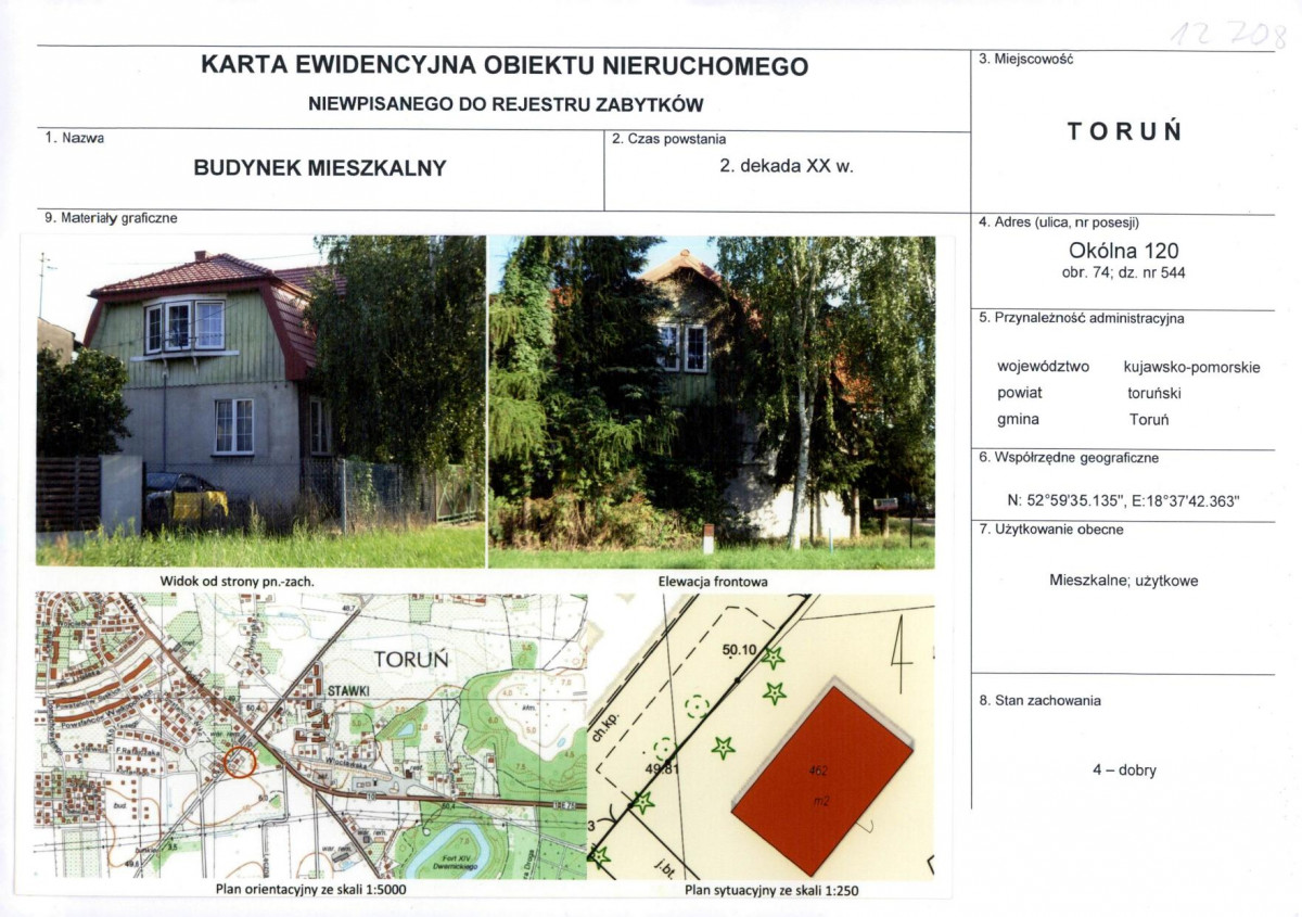 KEZN - Karta obiektu niewpisanego do rejestru, skan nr 1