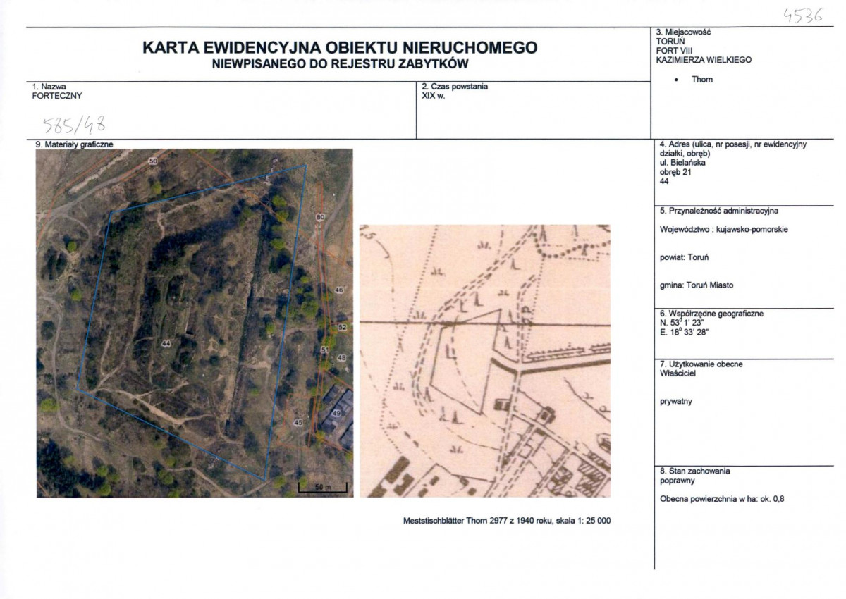 KEZN - Karta obiektu niewpisanego do rejestru, skan nr 1