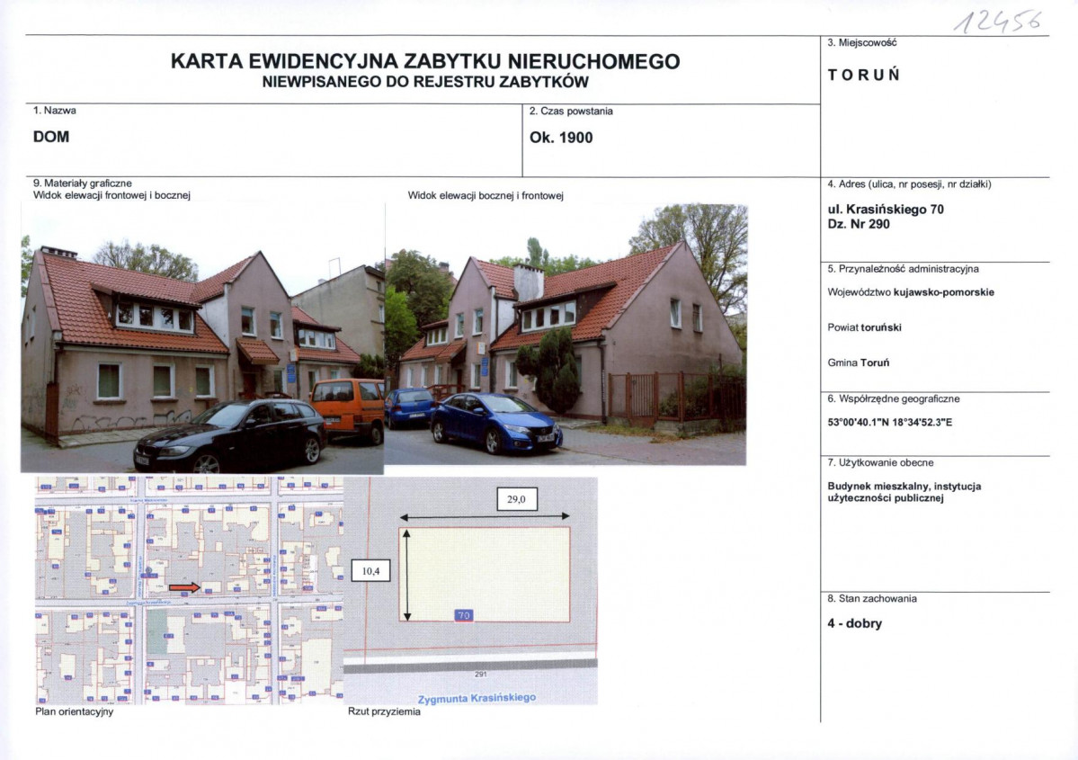 KEZN - Karta obiektu niewpisanego do rejestru, skan nr 1