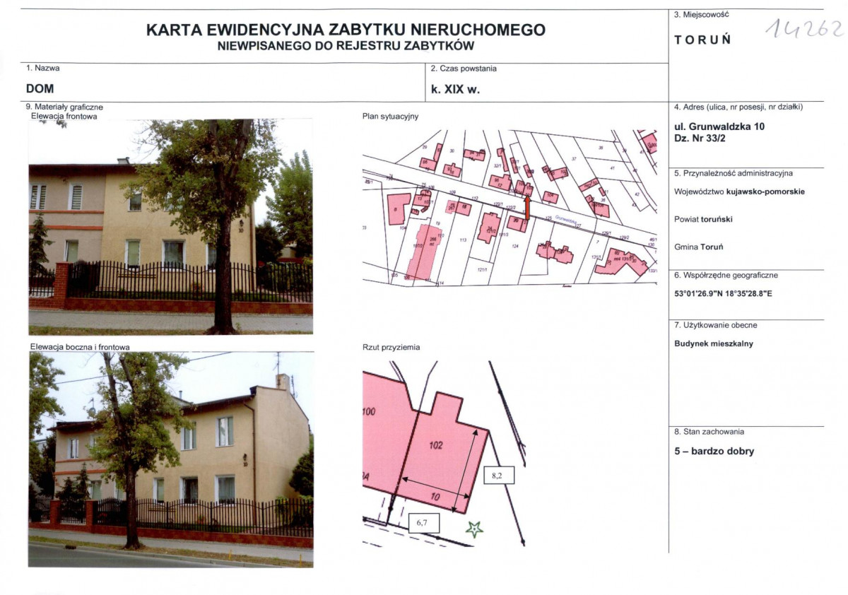 KEZN - Karta obiektu niewpisanego do rejestru, skan nr 1