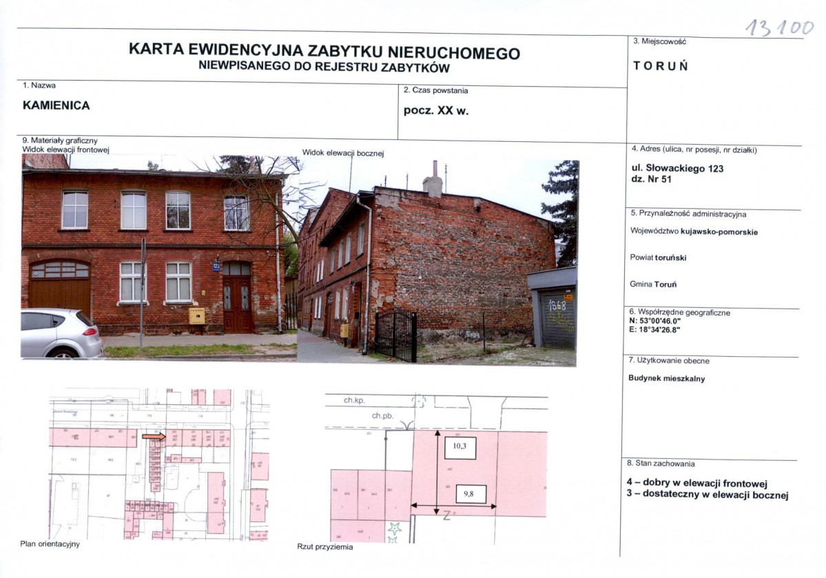 KEZN - Karta obiektu niewpisanego do rejestru, skan nr 1