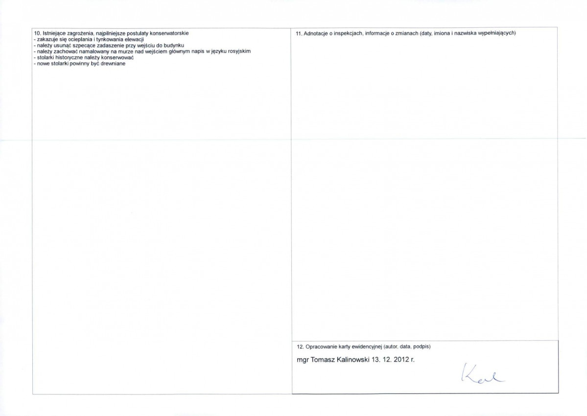 KEZN - Karta obiektu niewpisanego do rejestru, skan nr 2