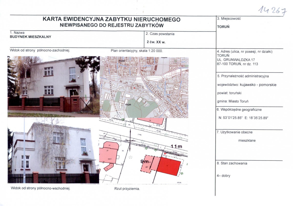 KEZN - Karta obiektu niewpisanego do rejestru, skan nr 1
