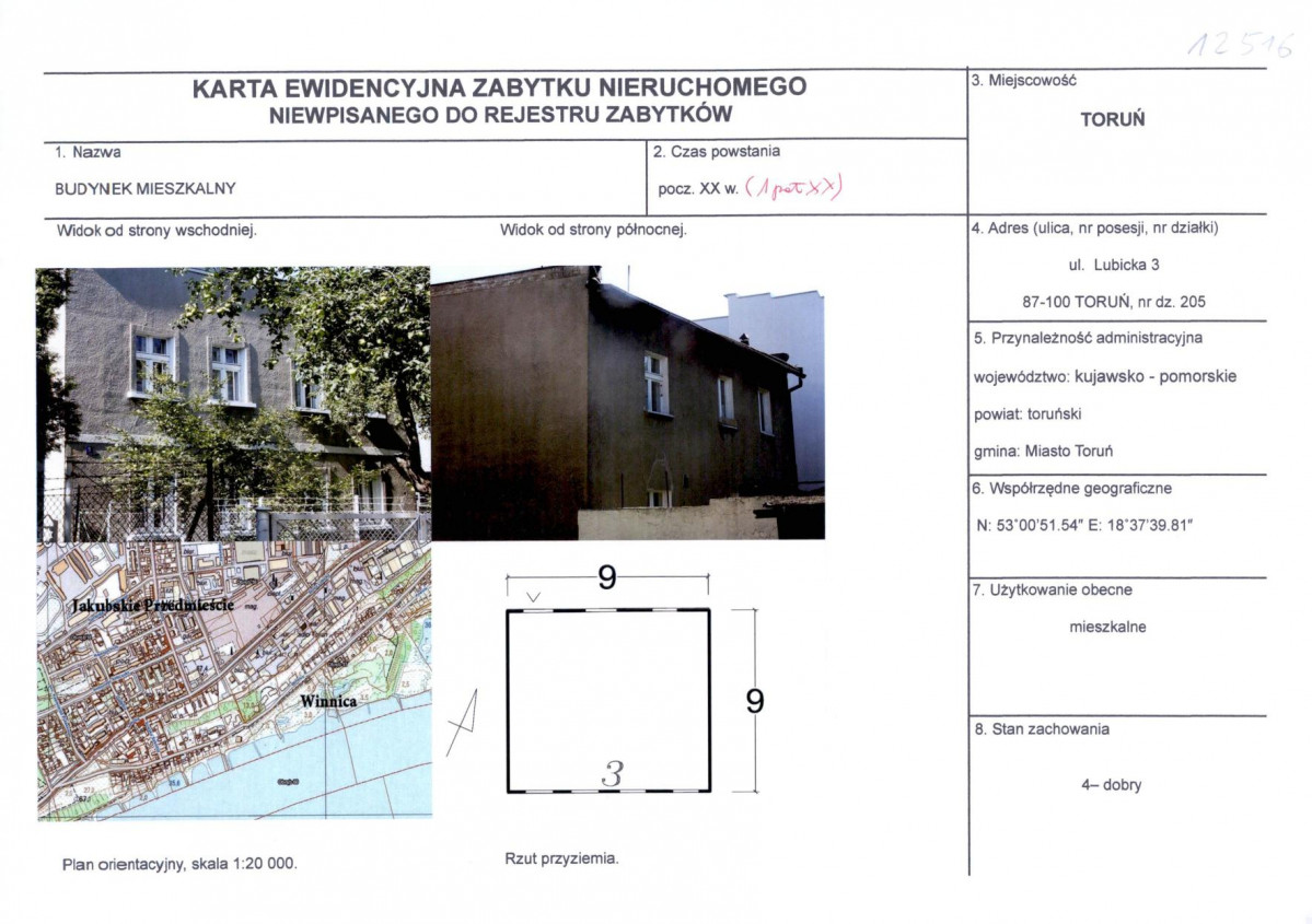 KEZN - Karta obiektu niewpisanego do rejestru, skan nr 1