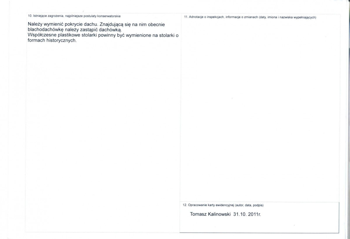 KEZN - Karta obiektu niewpisanego do rejestru, skan nr 2