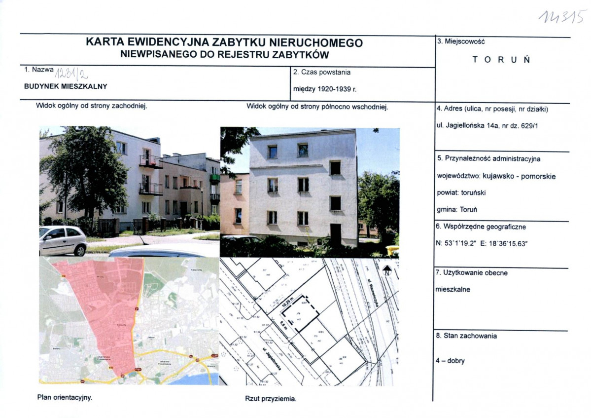 KEZN - Karta obiektu niewpisanego do rejestru, skan nr 1