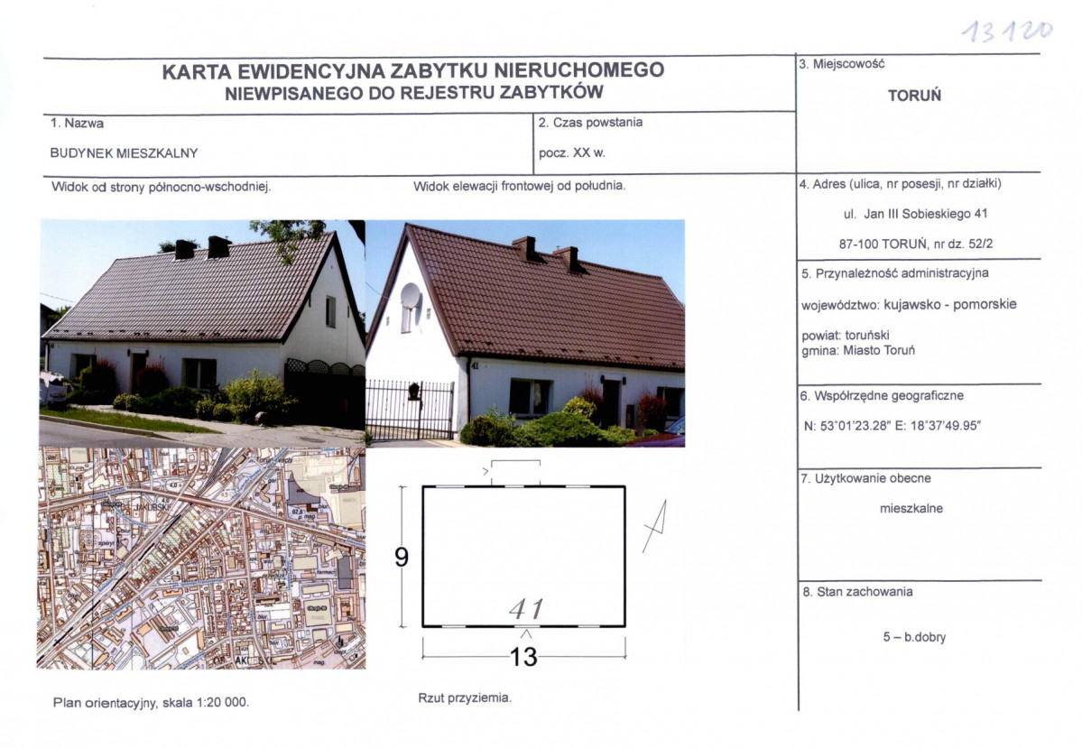 KEZN - Karta obiektu niewpisanego do rejestru, skan nr 1