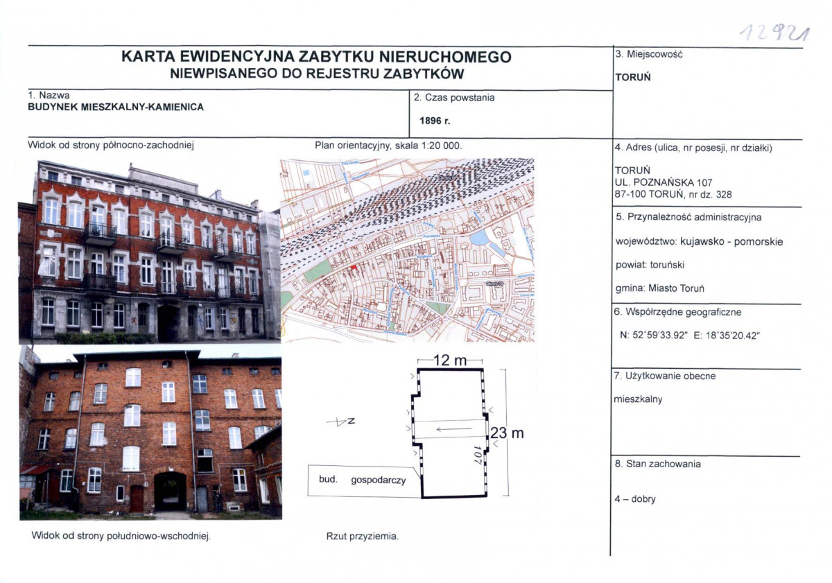 KEZN - Karta obiektu niewpisanego do rejestru, skan nr 1