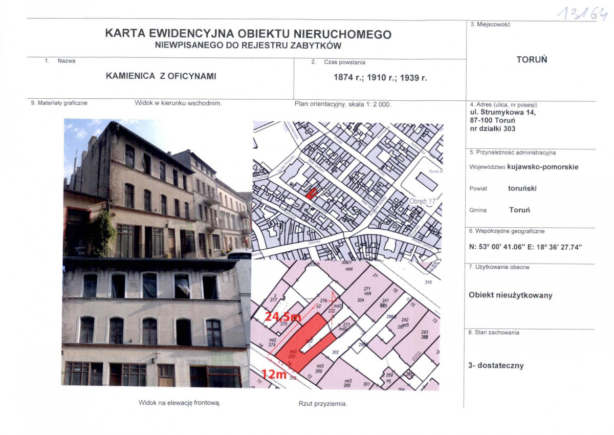 KEZN - Karta obiektu niewpisanego do rejestru, skan nr 1
