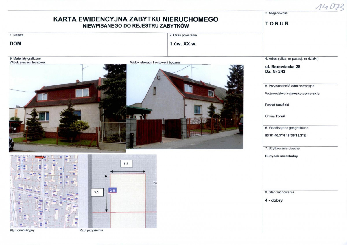 KEZN - Karta obiektu niewpisanego do rejestru, skan nr 1