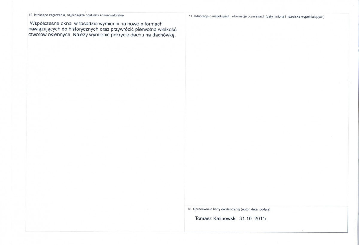 KEZN - Karta obiektu niewpisanego do rejestru, skan nr 2