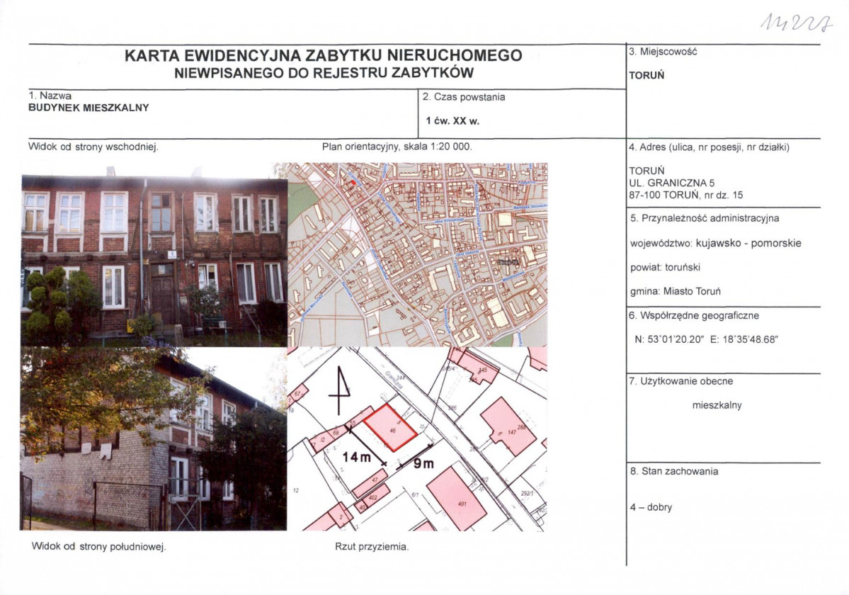 KEZN - Karta obiektu niewpisanego do rejestru, skan nr 1