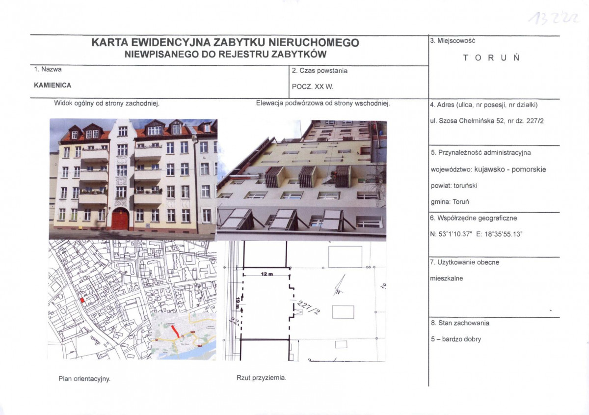 KEZN - Karta obiektu niewpisanego do rejestru, skan nr 1