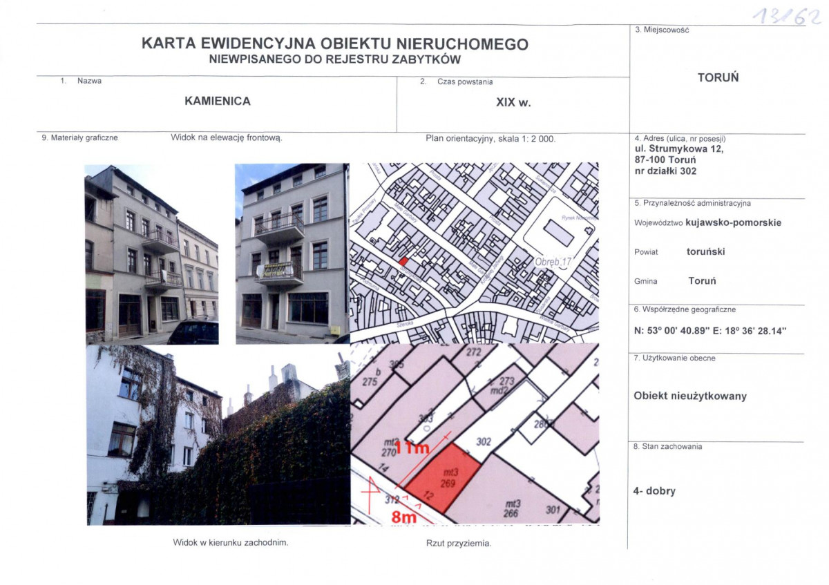 KEZN - Karta obiektu niewpisanego do rejestru, skan nr 1