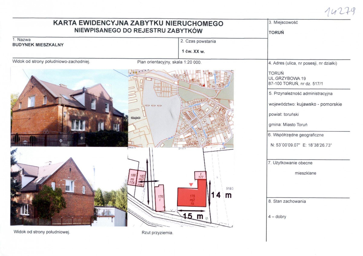 KEZN - Karta obiektu niewpisanego do rejestru, skan nr 1