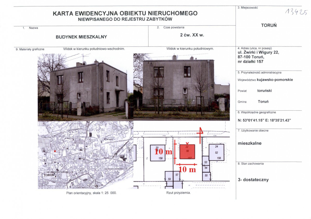 KEZN - Karta obiektu niewpisanego do rejestru, skan nr 1