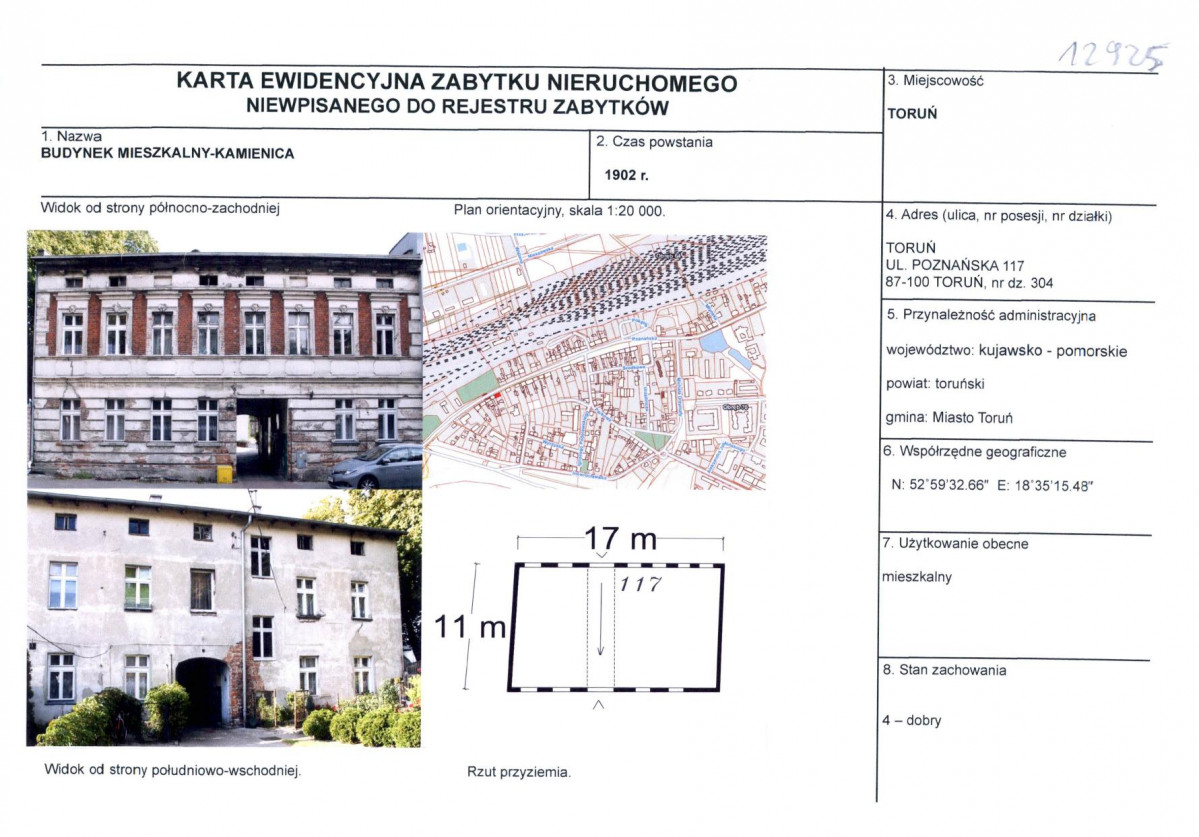 KEZN - Karta obiektu niewpisanego do rejestru, skan nr 1