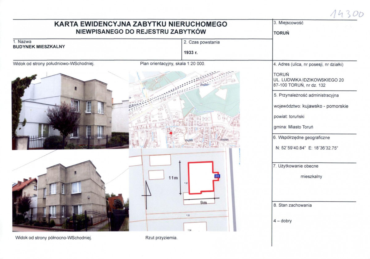 KEZN - Karta obiektu niewpisanego do rejestru, skan nr 1