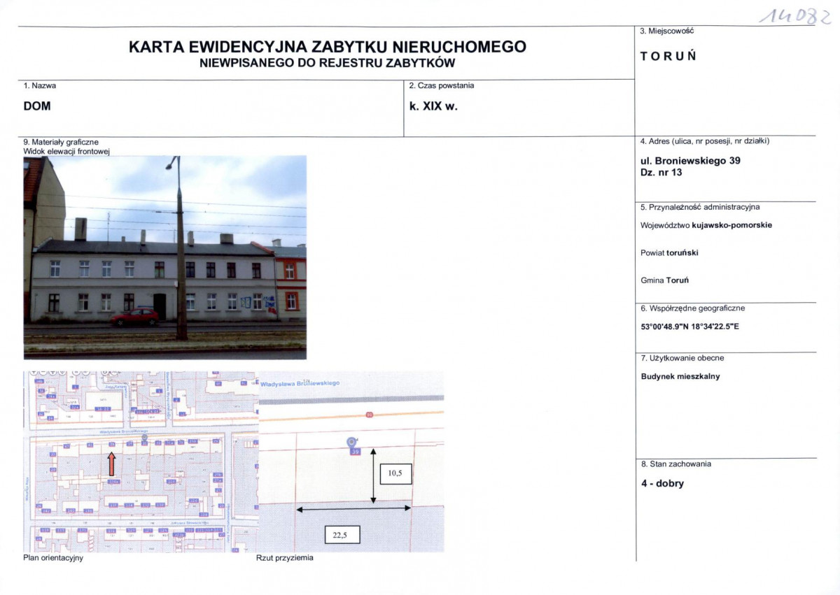 KEZN - Karta obiektu niewpisanego do rejestru, skan nr 1