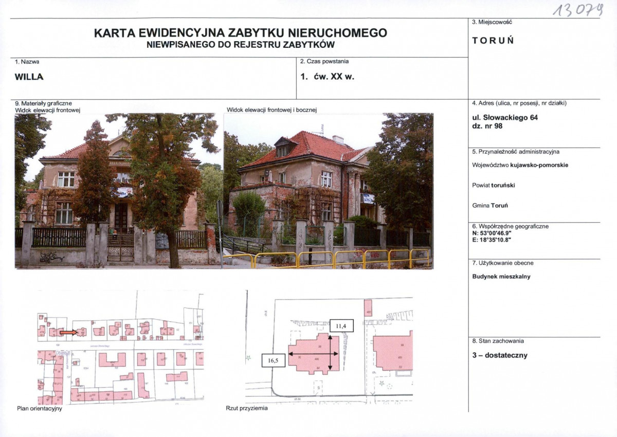 KEZN - Karta obiektu niewpisanego do rejestru, skan nr 1