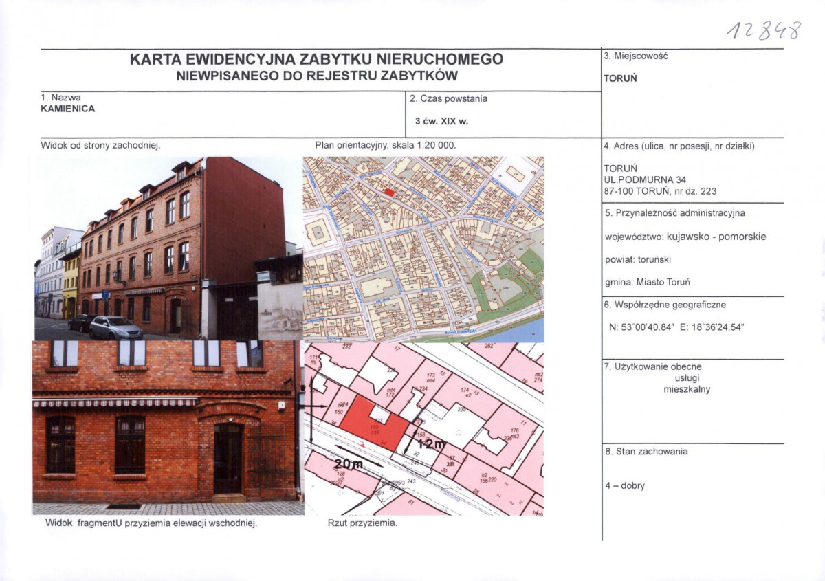 KEZN - Karta obiektu niewpisanego do rejestru, skan nr 1